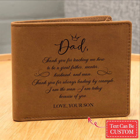 Thank You For Teaching Me How To Be A Great Father Gifts For Father's Day Personalized Name Graphic Leather Wallet