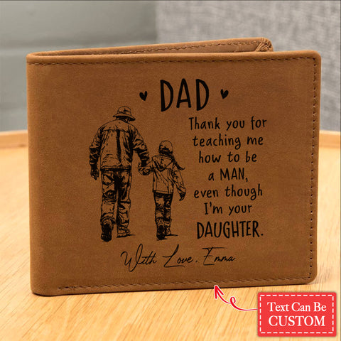 Dad, Thank You For Teaching Me Gifts For Father's Day Personalized Name Graphic Leather Wallet