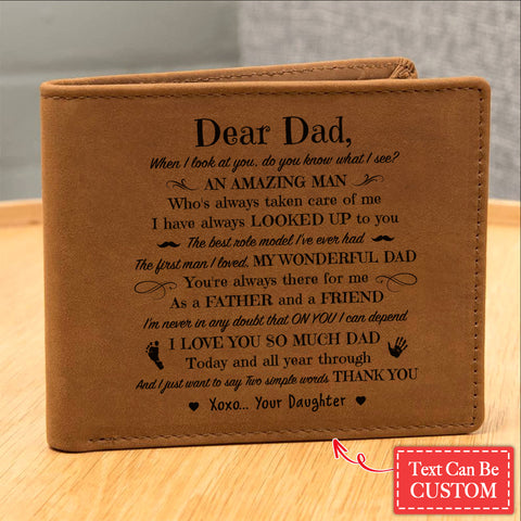 When I Look At You, Do You Know What I See Gifts For Father's Day Personalized Name Graphic Leather Wallet