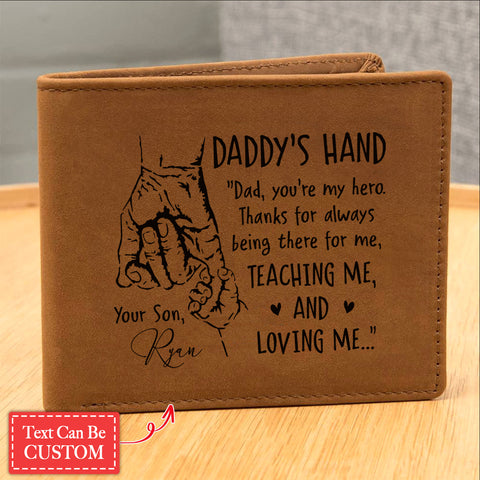 DADDY'S HAND. Dad, You're My Hero Gifts For Father's Day Personalized Name Graphic Leather Wallet