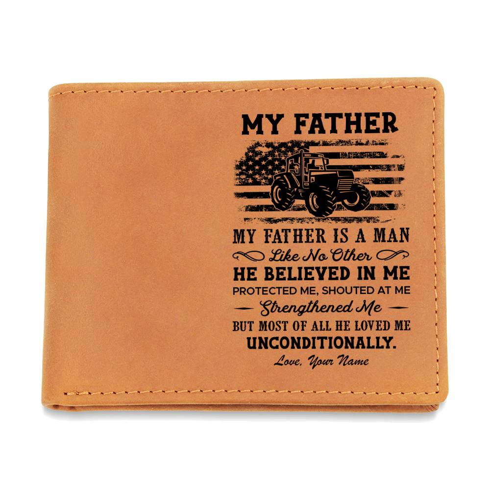 My Father Is A Man Gifts For Father's Day Personalized Name Graphic Leather Wallet