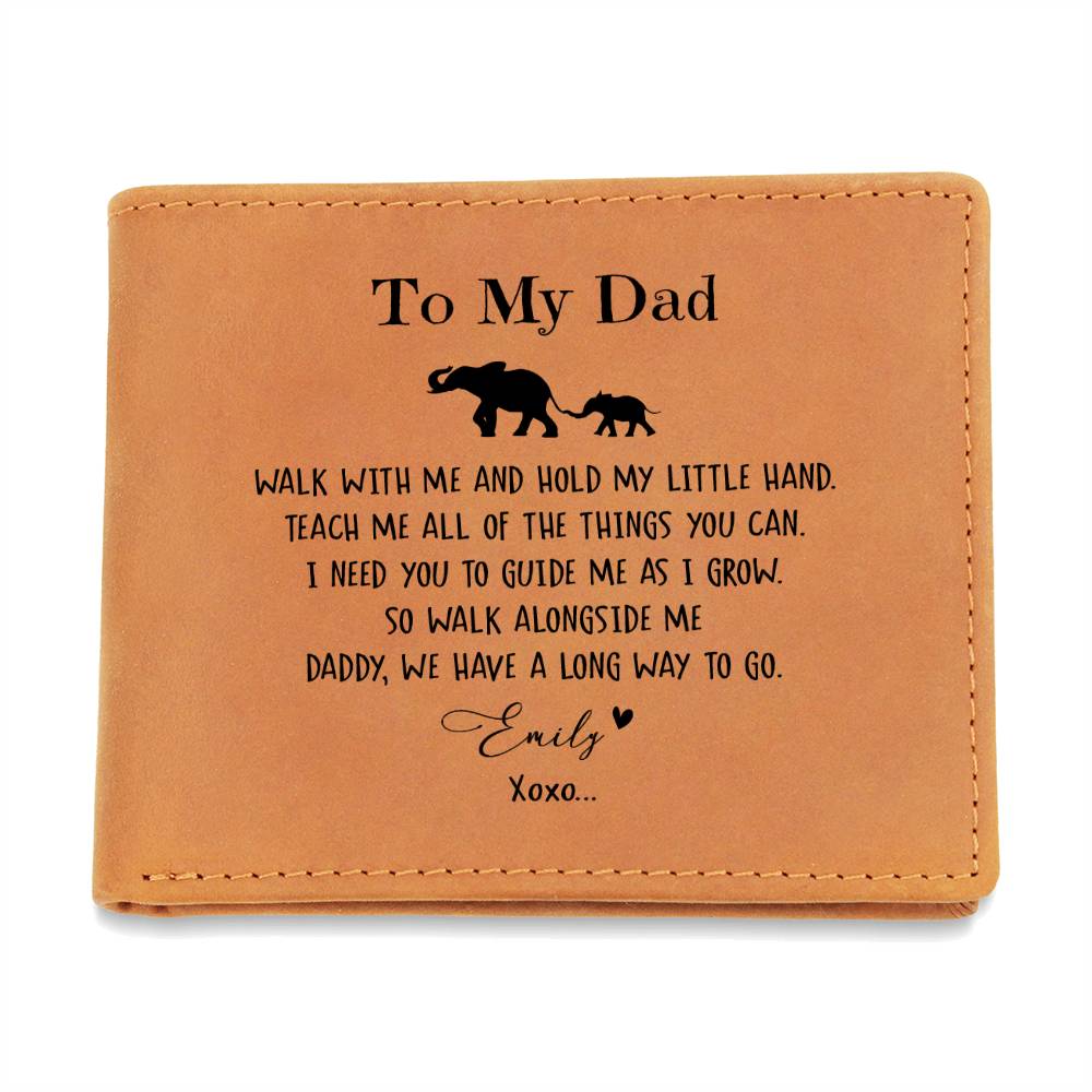 Elephant Dad Baby Gifts For Father's Day Custom Name Graphic Leather Wallet