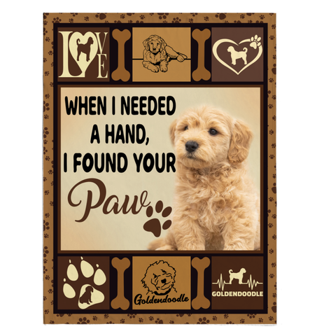 Goldendoodle Blanket When I Needed A Hand I Found Your Paw Sherpa Fleece Blanket 60x80