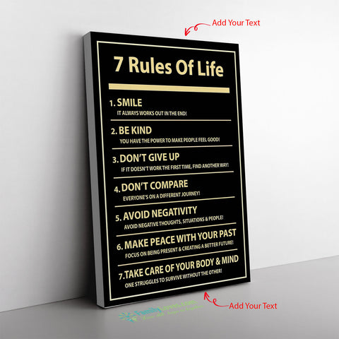 7 Rules Of Life No Frame Canvas Wall All Size