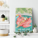 And She Lived Happily Frame Canvas All Size