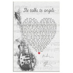Black Crowes She Talks To Angels Lyrics Heartshape Typography Signed Guitar For Fan Frame Canvas All Size