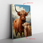 Blue Cow Print A Highland Cow Peacefully R Canvas Full Size