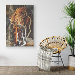Christian Lion With Thunder Behind The Knight Poster Canvas, Lion And Warrior Art Frame Canvas All Size
