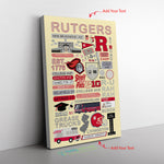 College University Collage - Custom School - College Symbols Icons Drawings - Dorm Decor - Grad Gift - Ohio State - Rutgerss Canvas Wall All Size