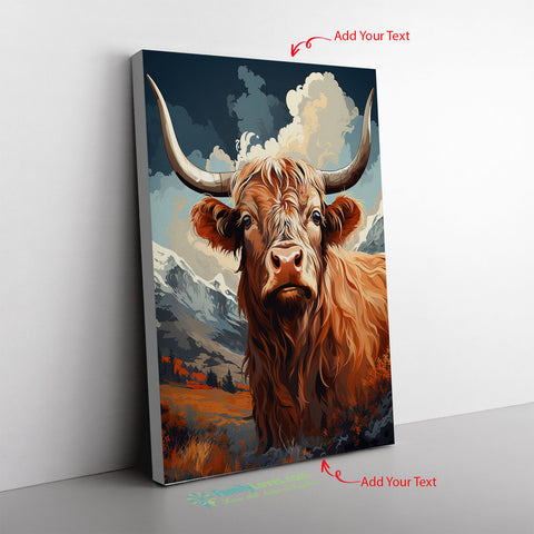 Cow Decorations Highland Cow Peacefully Gra Canvas Full Size