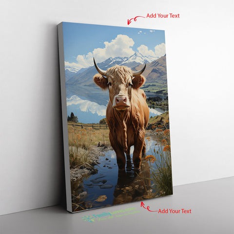 Cow Parade A Highland Cow Ine Style Of Impressi Canvas Full Size