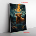 Cow Skin A Whimsical Highland Cow Ine Style O Canvas Full Size