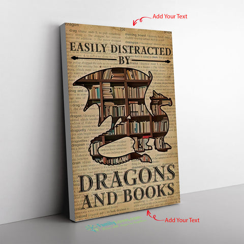 Easily Distracted By Dragons And Books Frame Canvas All Size