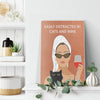Easily Distracted By Cats And Wine Frame Canvas All Size