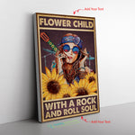 Flower Child With A Rock Hippie Girl Frame Canvas All Size