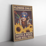 Flower Child With A Rock Hippie Girl Frame Canvas All Size