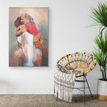 Girl Hugging Jesus With Joy Poster Frame Canvas All Size