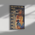 God Says You Are Unique Frame Canvas All Size