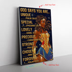 Gods Says You Are Unique Frame Canvas All Size