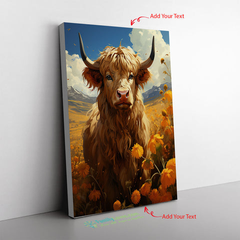 Highland Cow Wall Art A Close-Up Shot Of A Highla Canvas Full Size