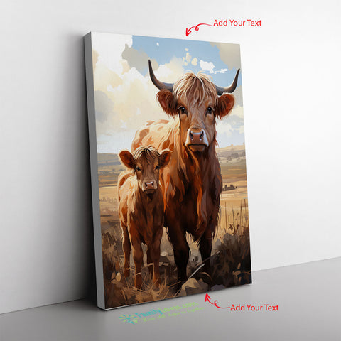 Holy Cow Canvas A Highland Cow Amidst A Fie Canvas Full Size