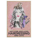 Just A Girl Who Loves Haridressing And Cats Frame Canvas All Size