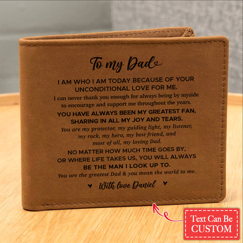 You are the greatest Dad & You Mean The World To Me Gifts For Father's Day Personalized Name Graphic Leather Wallet