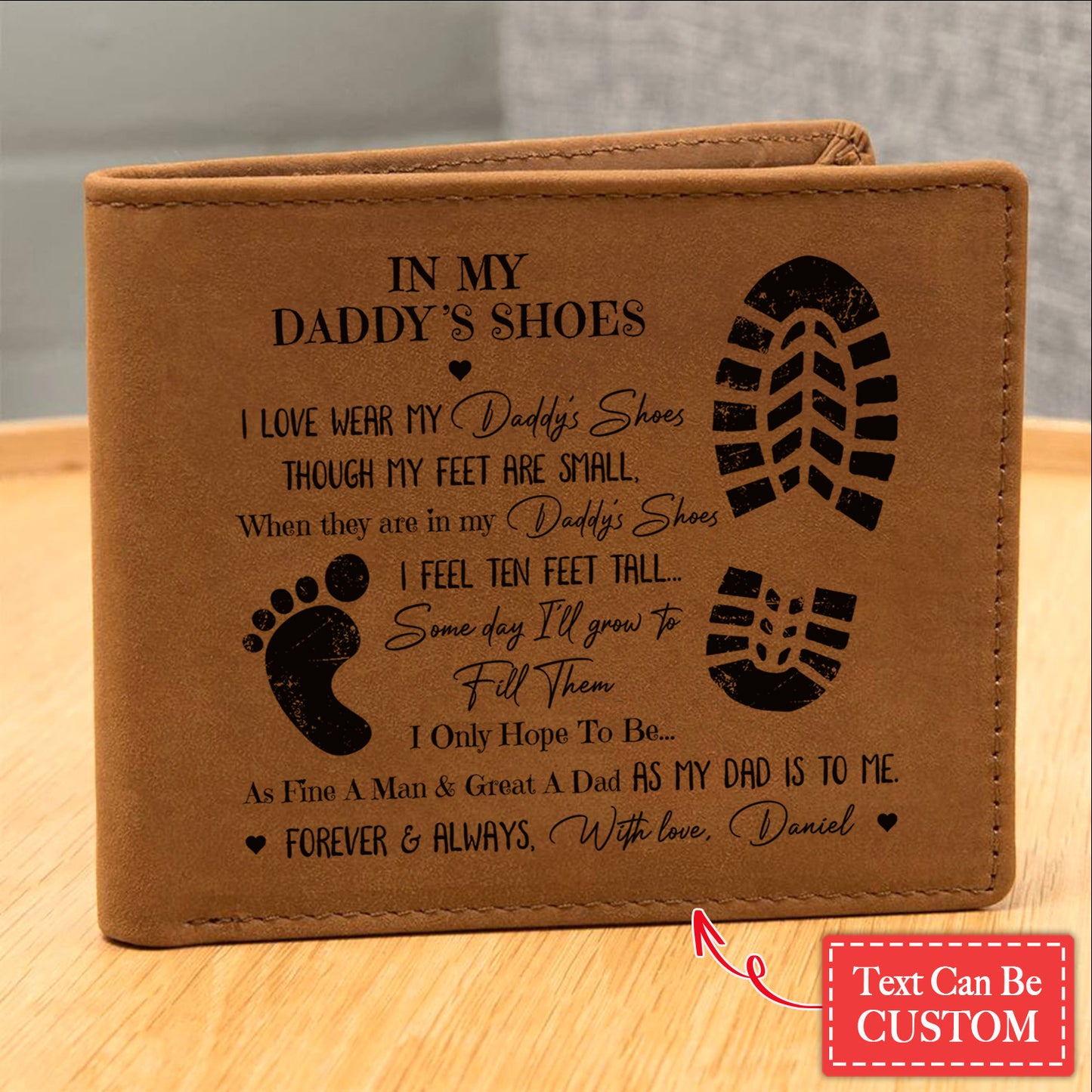 IN MY DADDY'S SHOES Gifts For Father's Day Personalized Name Graphic Leather Wallet