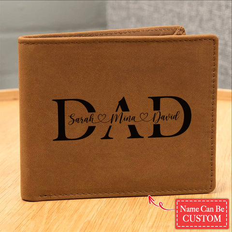 DAD Gifts For Father's Day Personalized Name Graphic Leather Wallet