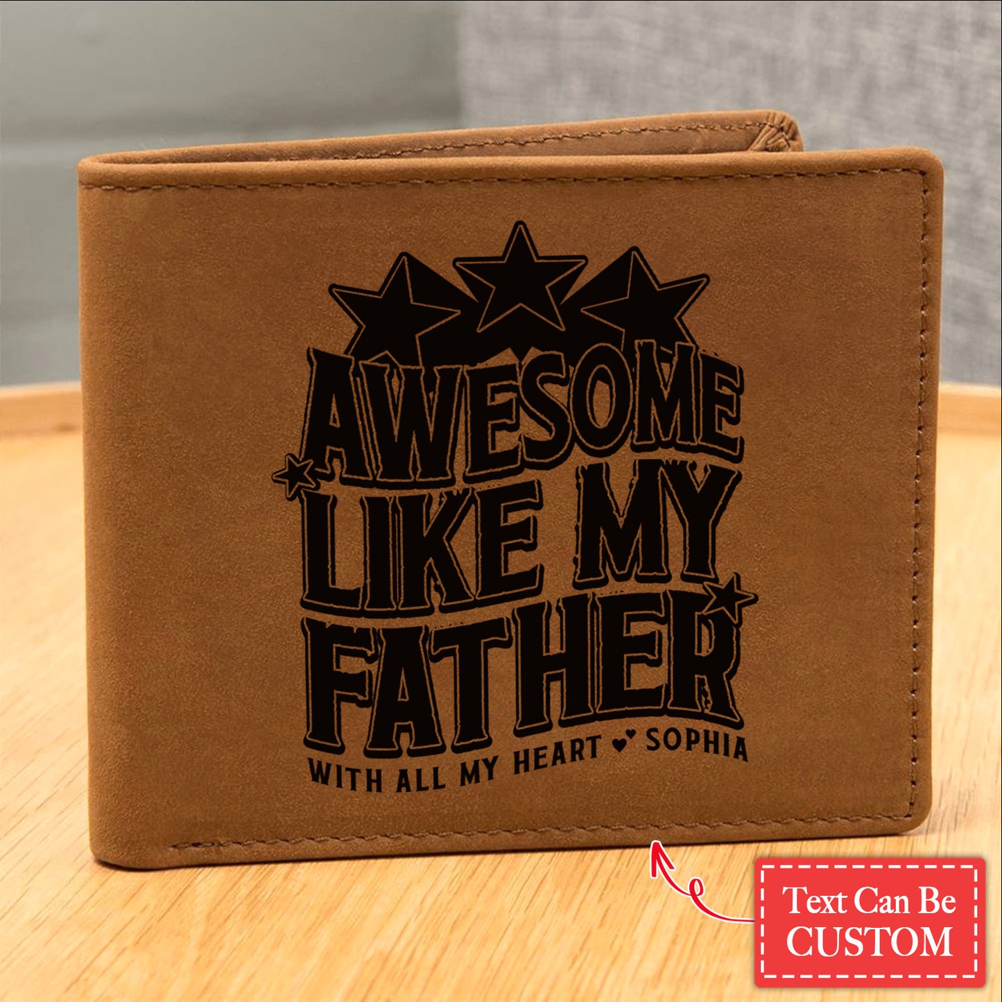 Awesome Like My Father Gifts For Father's Day Custom Name Graphic Leather Wallet