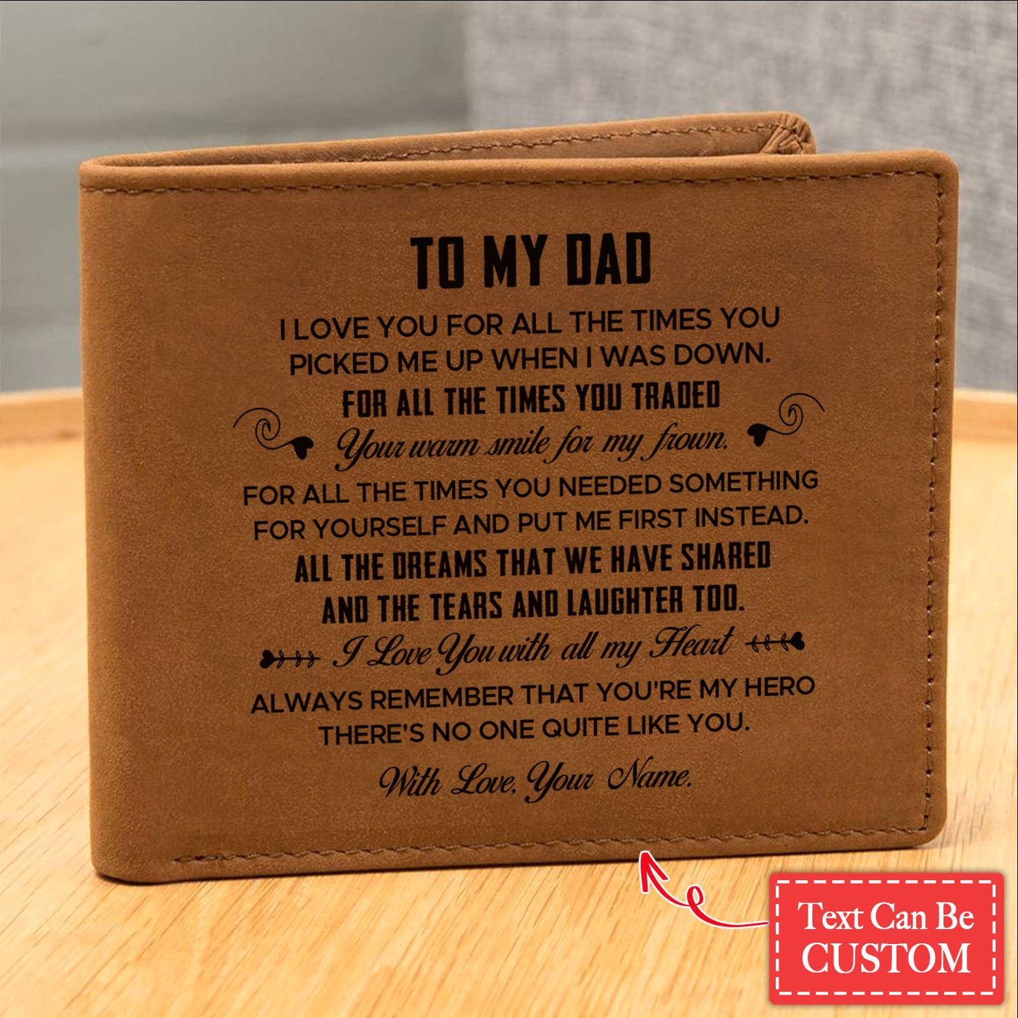 ALL THE DREAMS THAT WE HAVE SHARED Gifts For Father's Day Personalized Name Graphic Leather Wallet