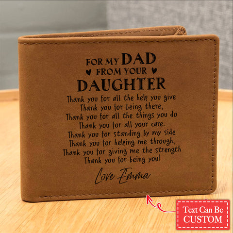 For My Dad From Your Daughter Gifts For Father's Day Personalized Name Graphic Leather Wallet