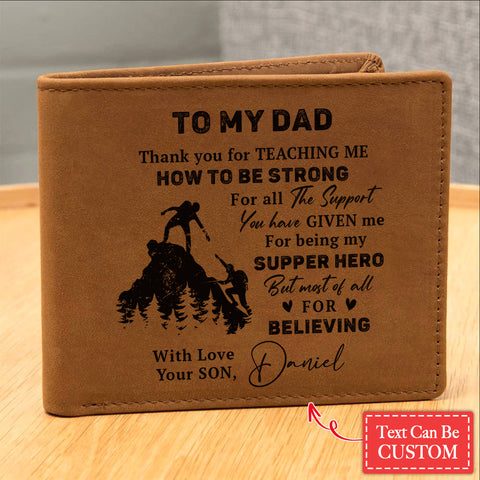 Father Son Climbing Gifts For Father's Day Personalized Name Graphic Leather Wallet