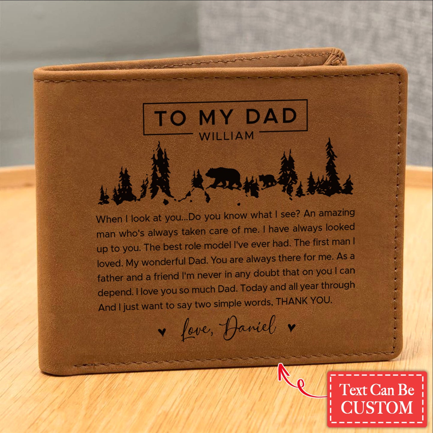 Dad, When I Look At You...Do You Know What I See Gifts For Father's Day Personalized Name Graphic Leather Wallet