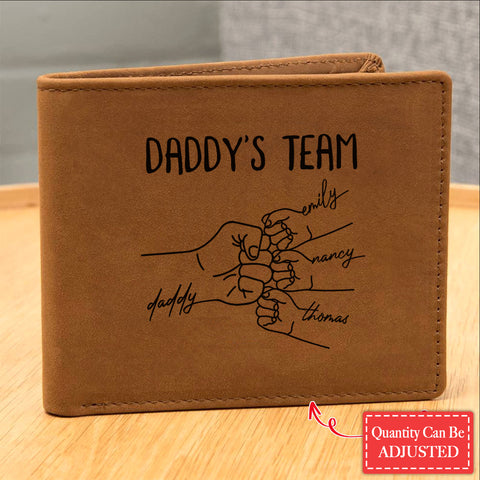 DADDY'S TEAM Gifts For Father's Day Personalized Name Graphic Leather Wallet