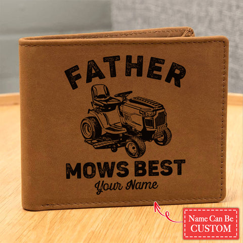 Father Mows Best Gifts For Father's Day Birthday Gift Idea Personalized Name Graphic Leather Wallet