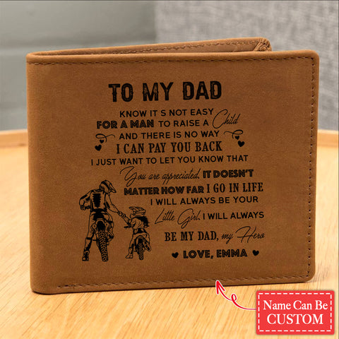 Father and Daughter Motocross Gifts For Father's Day Personalized Name Graphic Leather Wallet