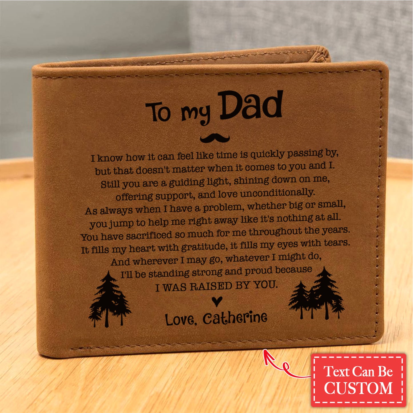 I'll Be Standing Strong And Proud  Gifts For Father's Day Birthday Gift Idea Personalized Name Graphic Leather Wallet