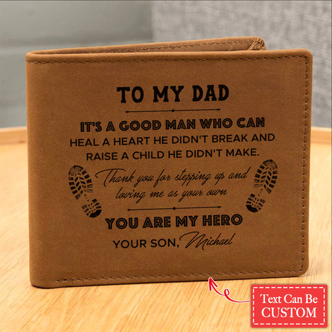 To My Dad, You Are My Hero Gifts For Father's Day Personalized Name Graphic Leather Wallet