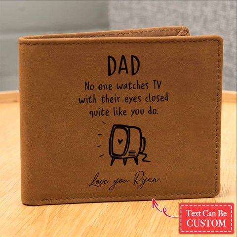 No One Watches TV With Their Eyes Closed Gifts For Father's Day Personalized Name Graphic Leather Wallet