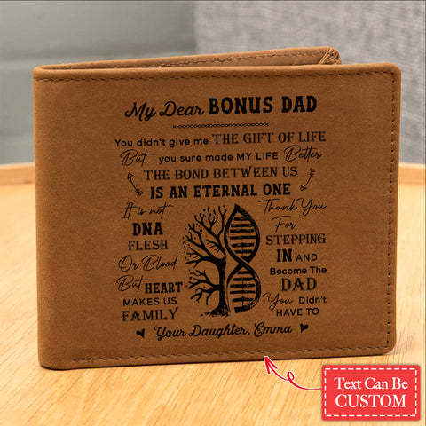 My Dear BONUS DAD Gifts For Father's Day Custom Name Graphic Leather Wallet