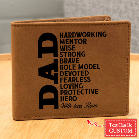 Dad Definition & Meaning Gifts For Father's Day Birthday Gift Idea Personalized Name Graphic Leather Wallet