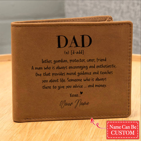 A Man Who Is Always Encouraging And Enthusiastic Gifts For Father's Day Personalized Name Graphic Leather Wallet