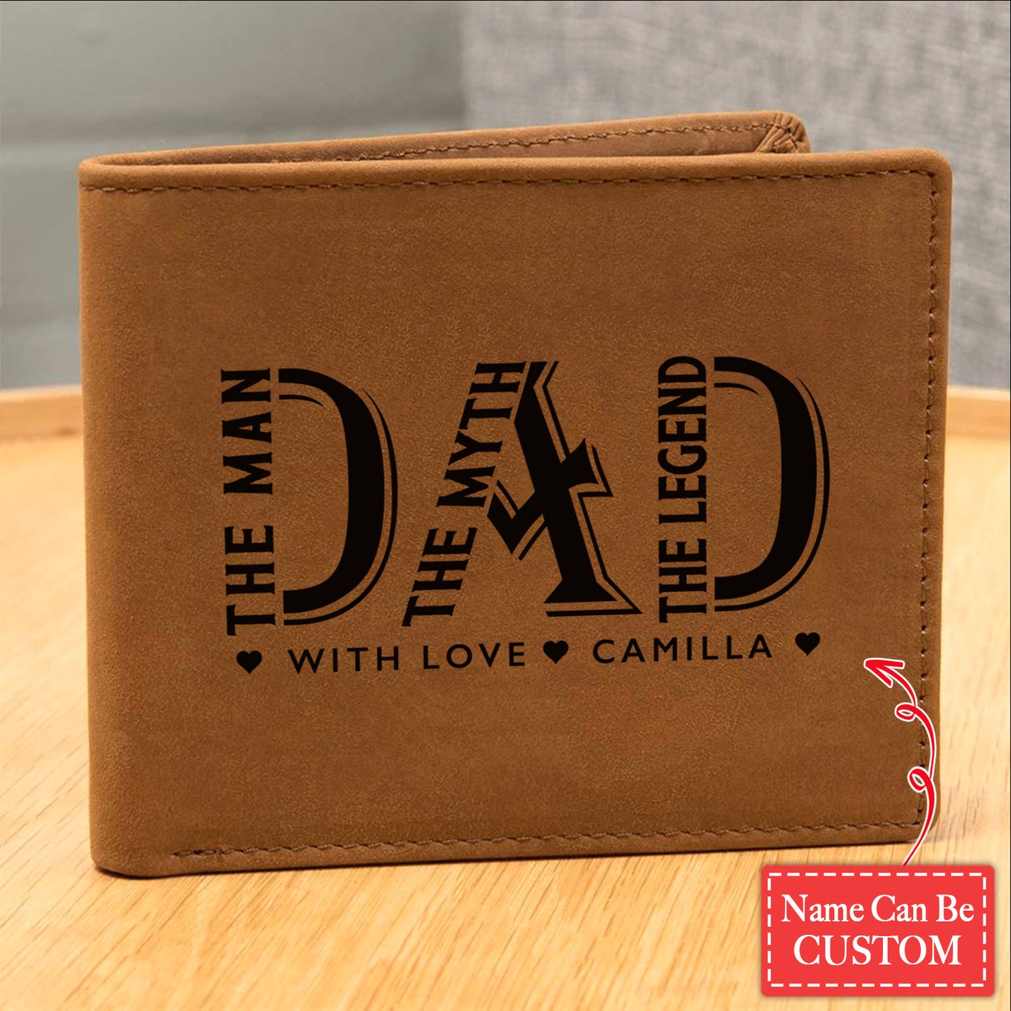 DAD, THE MAN, THE MYTH, THE LEGEND Gifts For Father's Day Custom Name Graphic Leather Wallet