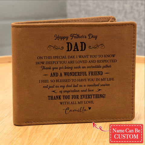 Thank You For Everything With All My Love Gifts For Father's Day Personalized Name Graphic Leather Wallet