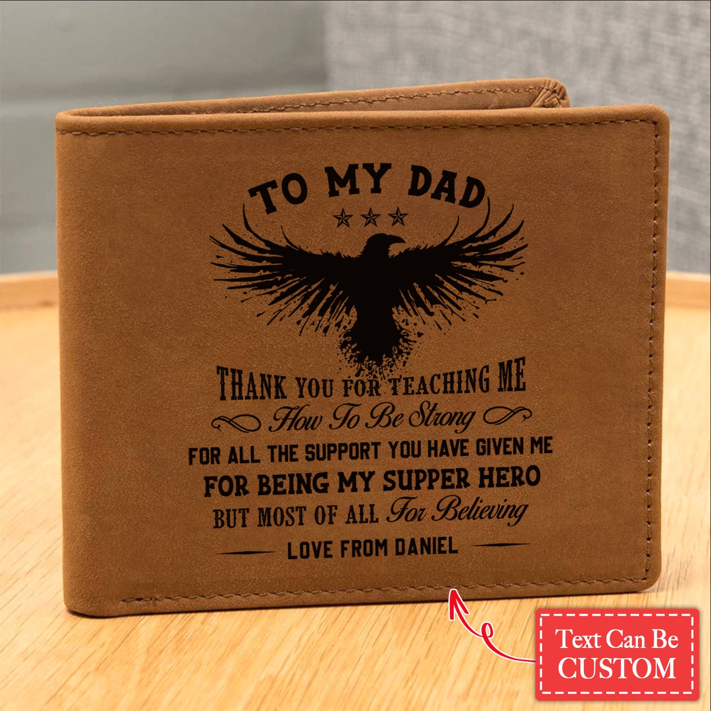 Eagle Dad, THANK YOU FON TEACHING ME Gifts For Father's Day Personalized Name Graphic Leather Wallet