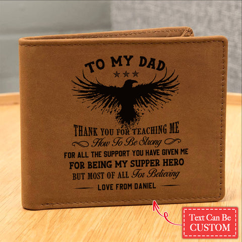 Eagle Dad, THANK YOU FON TEACHING ME Gifts For Father's Day Personalized Name Graphic Leather Wallet