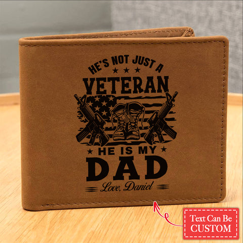 VETERAN DAD Gifts For Father's Day Personalized Name Graphic Leather Wallet