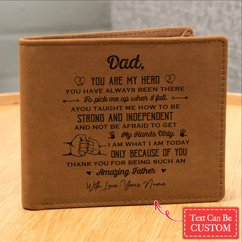 Dad, YOU ARE MY HERO Gifts For Father's Day Personalized Name Graphic Leather Wallet