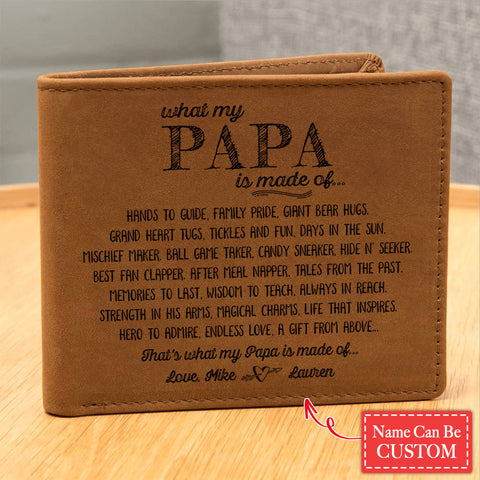 That's What My Papa Is Made Of Gifts For Father's Day Birthday Gift Idea Personalized Name Graphic Leather Wallet